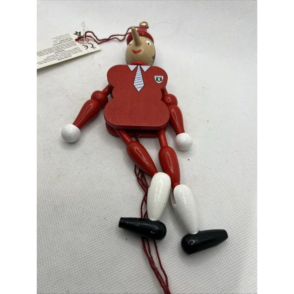 Italian wood jumping jack toy decor Italy Pinocchio pull string gift travel 8